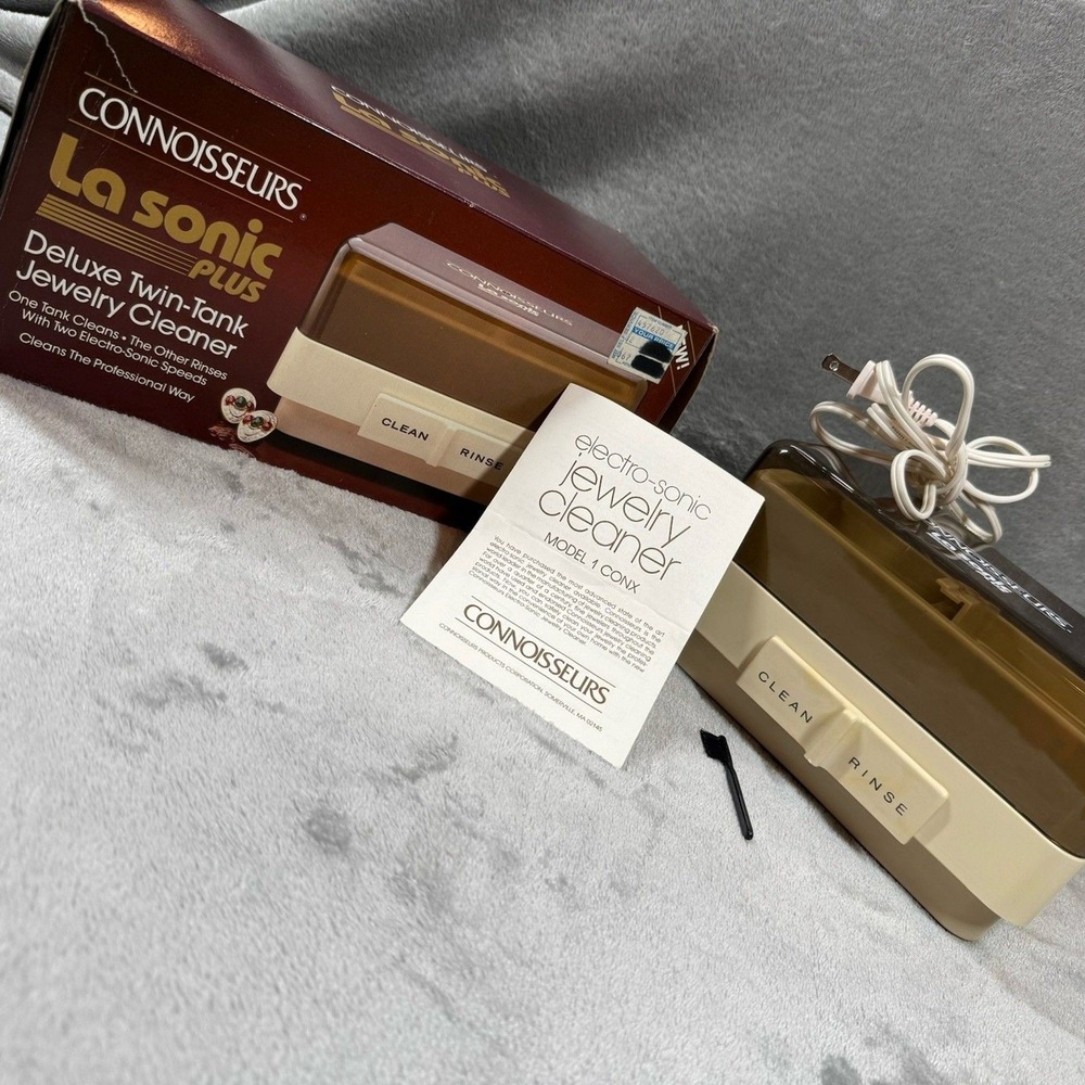 VTG Connoisseurs La Sonic Plus Deluxe Twin Tank Jewelry Cleaner Two Elect Speeds - Picture 2 of 6